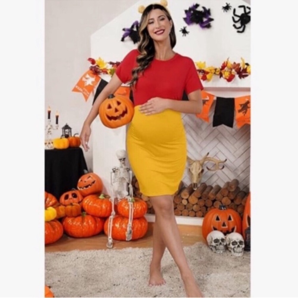 Winnie the Pooh maternity dress costume and Pooh ears